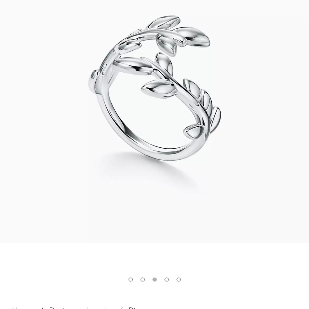 Tiffany & Co. Silver Paloma Olive Leaf Ring Sz 7 - Picture 4 of 4
